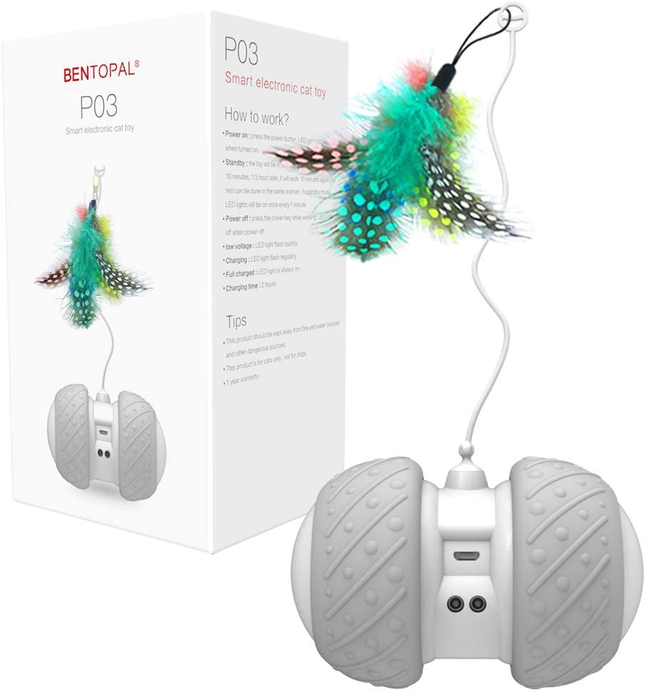 BENTOPAL Automatic Cat Toys Interactive Cat Feather Toys, Pet Exercise Toys, Electric Cat Toys for Indoor Cats/Kitten with Feather