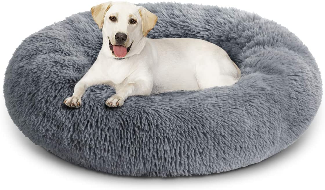 Yicostar Dog Bed Cat Bed Donut, Faux Fur Donut Cuddler Pet Bed Comfortable for Small Medium Large Dogs, Ultra Soft Washable Dog Cat Cushion Bed 23" /30"