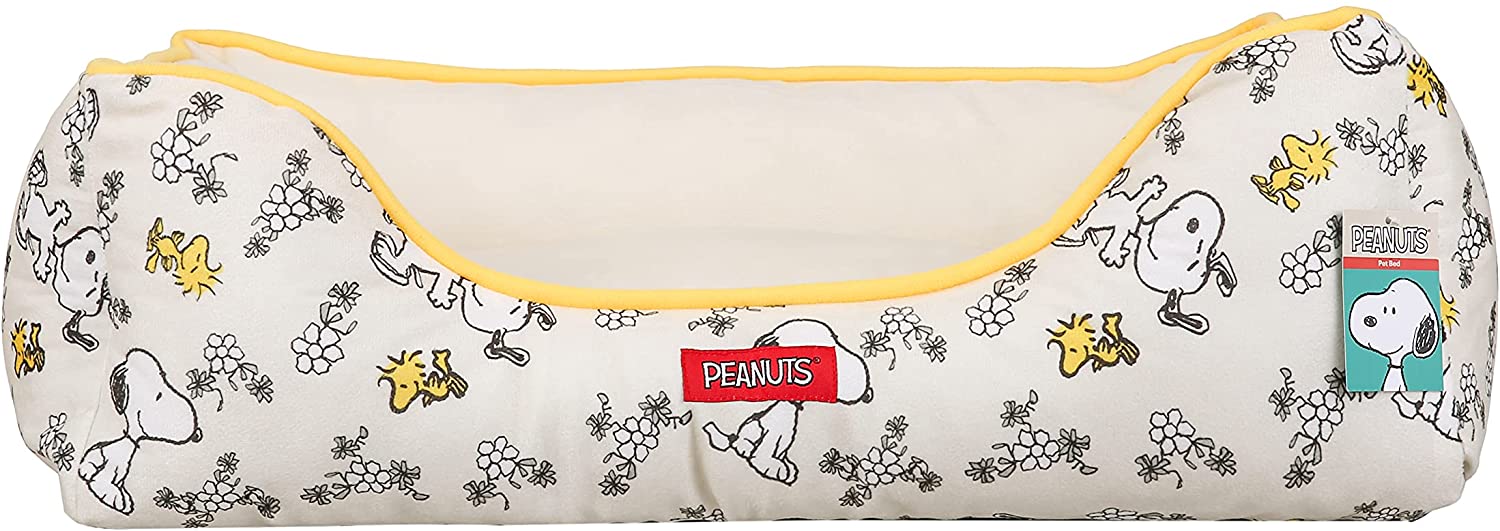 Peanuts Snoopy & Woodstock Cuddler Dog Bed - Elevated Dog Bed - Plush Washable Dog Bed for All Dogs, 24" x 19" x 8" - Cat Bed, Dog Beds, Dog Crate Bed, Pet Bed, Puppy Bed, Bed for Dog, Doggie Bed