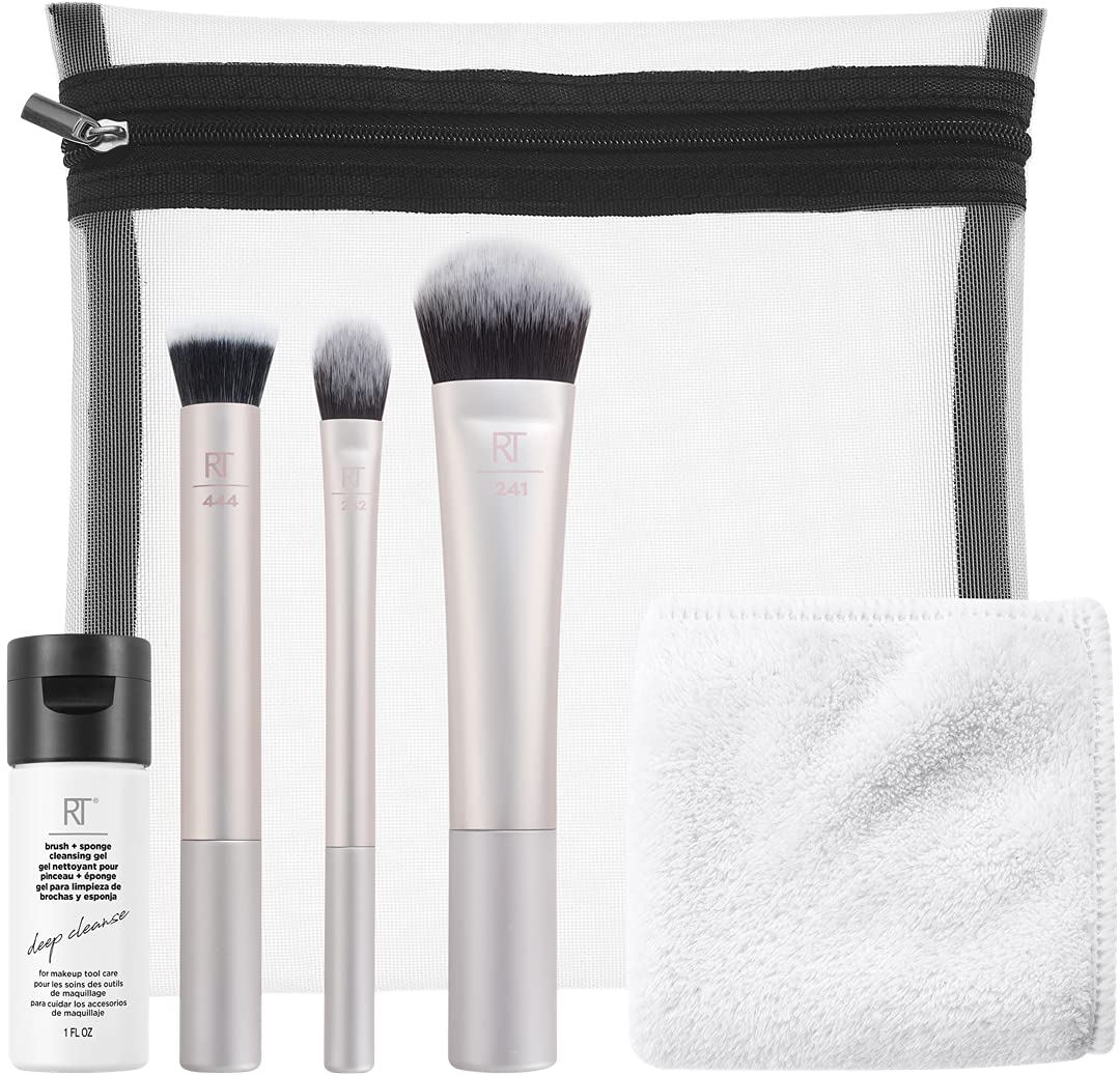 Real Techniques Limited Edition Skin Love Complexion Makeup Brush and Skincare Valentine's Day Gift Set, Pink, 6 Count, Perfect For Wife, Spouse, Significant Other, Girlfriend, and Daughter