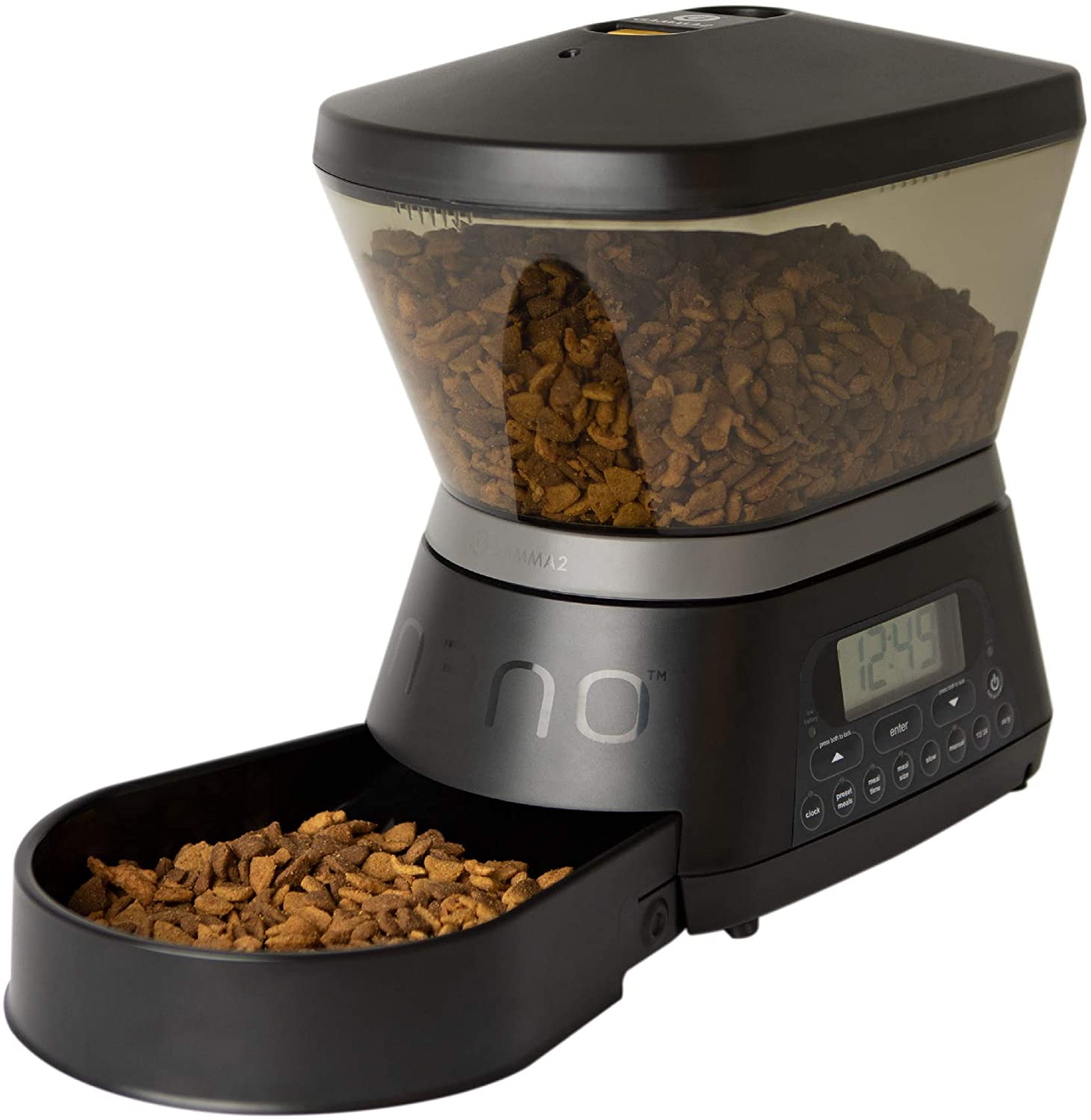 Gamma2 Nano Automatic Dog Cat Feeder, Jam Proof Design with Airtight Freshness Seal Features 6 Preprogrammed Meal Times or Customize Your Own, 7.5 Pound Capacity