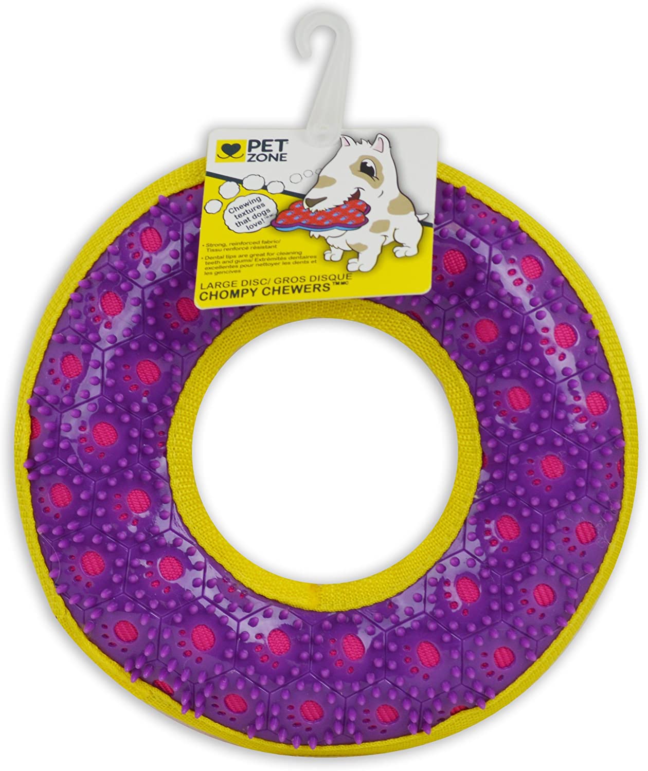 Pet Zone Chompy Chewers Dental Teeth Cleaning TPR Reinforced Plush Rubber Dog Chew Toy with Squeaker
